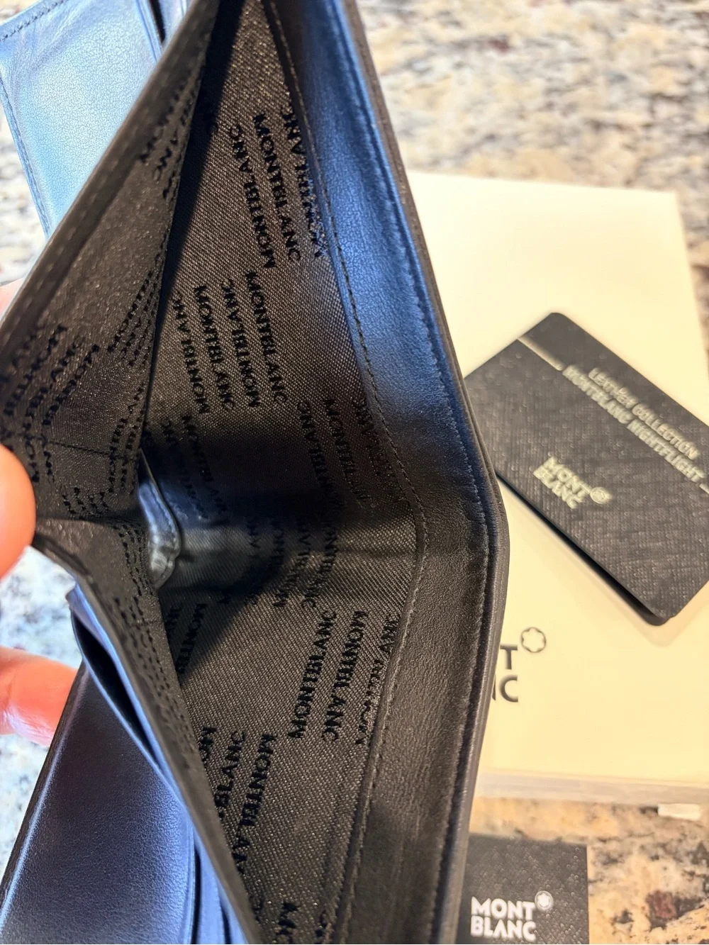 Montblanc NightFlight Black Leather & Textured Fabric Bifold Wallet